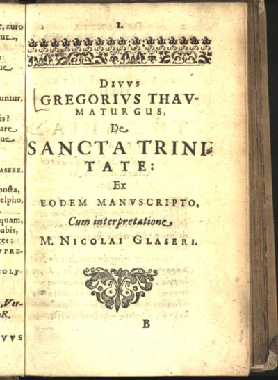Divvs Gregorivs Thavmaturgus, De Sancta Trinitate