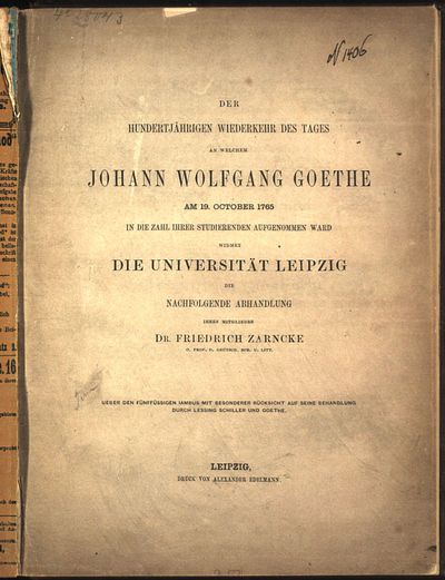 Ueber den fünffüssigen Iambus : mit besonderer Rücksicht auf seine Behandlung durch Lessing, Schiller und Goethe