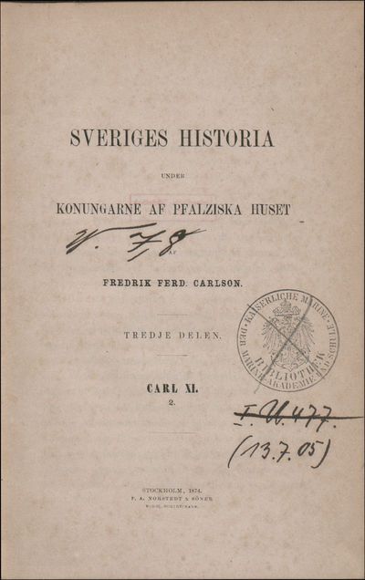 Tredje Delen.: Carl XI. 2. : D. 2