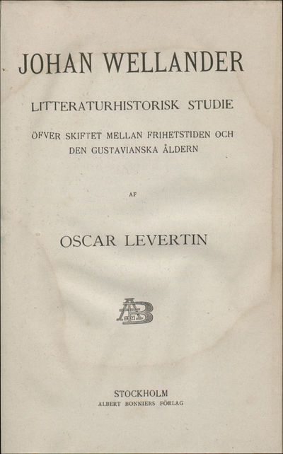 12,2: Johan Wellander : litteraturhist. studie