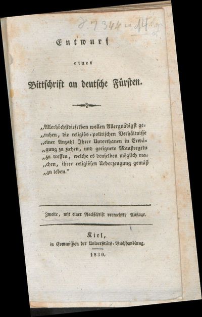 Entwurf einer Bittschrift an deutsche Fürsten