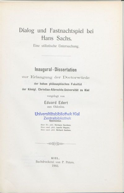 Dialog und Fastnachtspiel bei Hans Sachs : eine stilistische Untersuchung