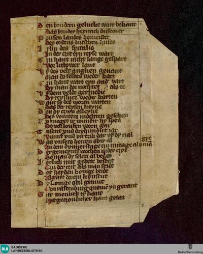 Reimchronik, Fragment A, B - Cod. Donaueschingen A III 9