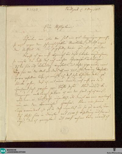 Brief von Franz Danzi an Unbekannt vom 09.05.1810 - K 3120, 1