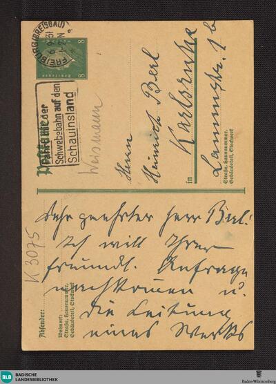 Brief von Julius Weismann an Heinrich Berl vom 06.09.1931 - K 3075