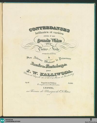 Contredanses brillantes et variées : suivies d'une grande walse pour le piano-forte; op. 88