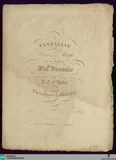Fantasie pour la harpe sur des motifs de Fra Diavolo : op. 46