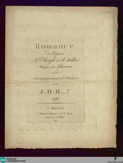 Romance de l'Opera Le Bouffe et le tailleur