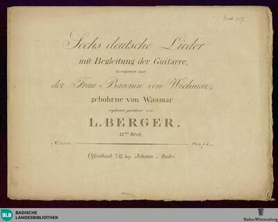 Sechs deutsche Lieder mit Begleitung der Guitarre : 15tes Werk