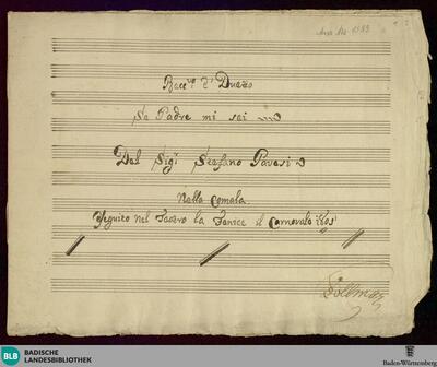 Fingallo e Camala. Excerpts - Don Mus.Ms. 1533 : V (2), b