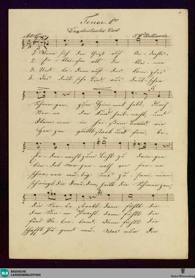Das Deutsche Lied - Don Mus.Ms. 921 : Coro maschile, winds; C; StrK WoO 8.05