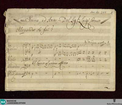 Alessandro nelle Indie. Excerpts - Don Mus.Ms. 244 : T, orch