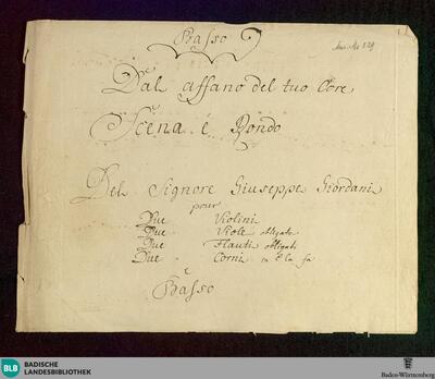 Dall'affanno del tuo core - Don Mus.Ms. 529 : S, orch