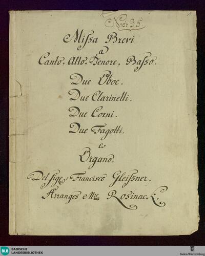 Masses. Arr - Don Mus.Ms. 536 : V (4), orch, org; C