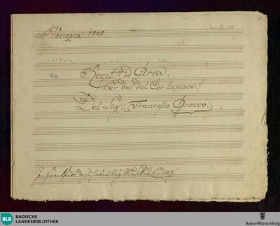 Perdei del cor la pace - Don Mus.Ms. 541 : S, orch