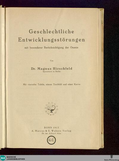 1: Geschlechtliche Entwicklungsstörungen : mit besonderer Berücksichtigung der Onanie