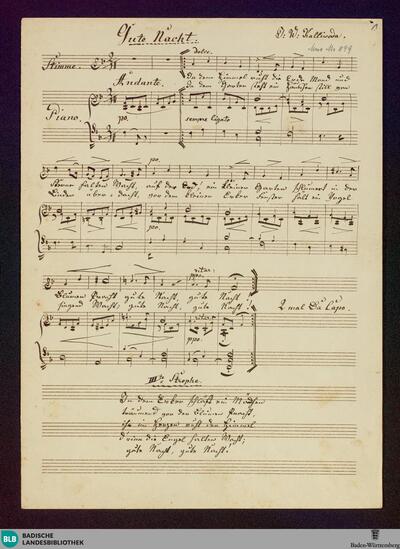 Gute Nacht - Don Mus.Ms. 849 : V, pf; F; StrK WoO 9.18