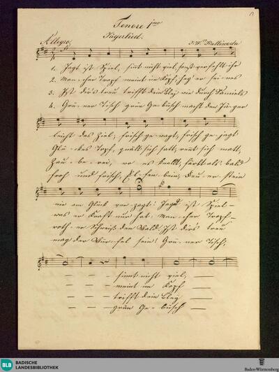 Jägerlied - Don Mus.Ms. 918 : Coro maschile, cor (4), trb; D; StrK WoO 8.18