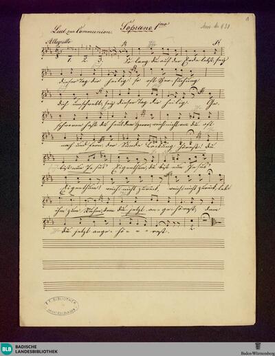 Lied zur Kommunion - Don Mus.Ms. 930 : Coro, vl (2), vla, vlc; E|b; StrK WoO 6.36