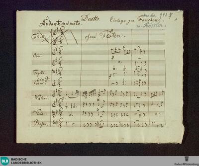 Wo soll ich Worte finden - Don Mus.Ms. 993|6 : S (2), orch; G; StrK WoO 5.19/2