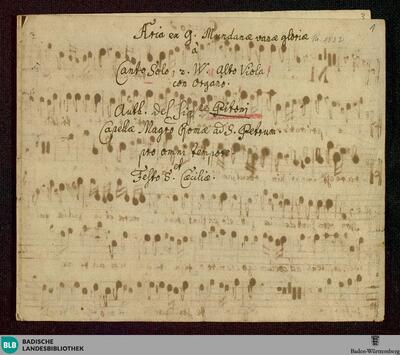 Mundanae vanae gloriae - Don Mus.Ms. 1552 : S, strings, org; G