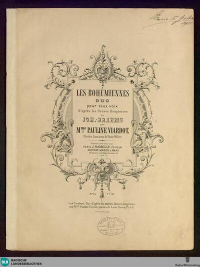 Les Bohémiennes : duo pour deux voix; d'après les danses hongroises de Joh. Brahms