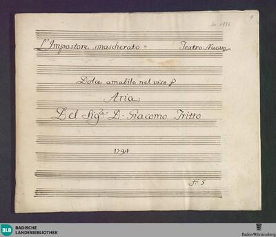 L' Impostore smascherato. Excerpts - Don Mus.Ms. 1936 : S, orch
