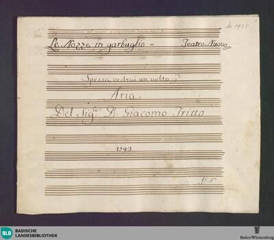 Le Nozze in garbuglio. Excerpts - Don Mus.Ms. 1935 : V, orch
