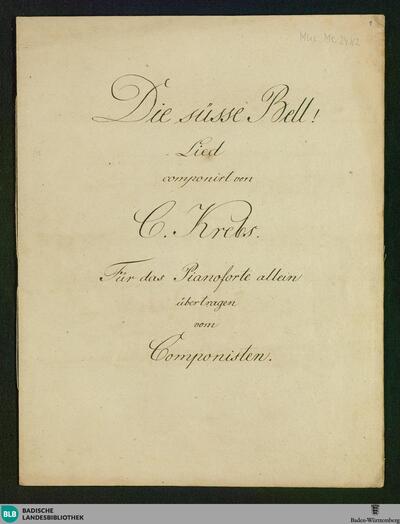 Die Süße Bell. Arr - Don Mus.Ms. 2482 : V, pf; E|b
