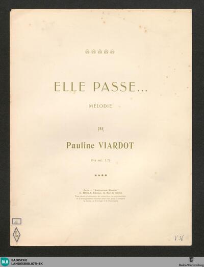 Elle passe... : mélodie
