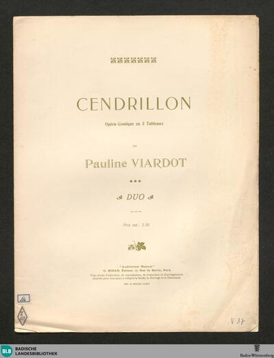 Cendrillon : opéra-comique en 3 tableaux : Duo