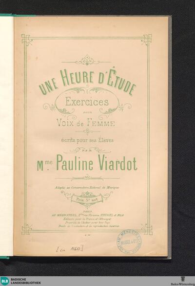 1re série: Une heure d'etude : exercices pour voix de femme