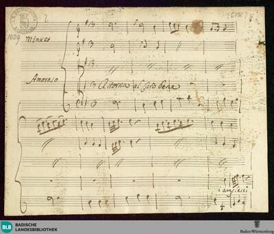 Alessandro Severo. Excerpts - Mus. Hs. 1039 : S, vl (2), vla, b