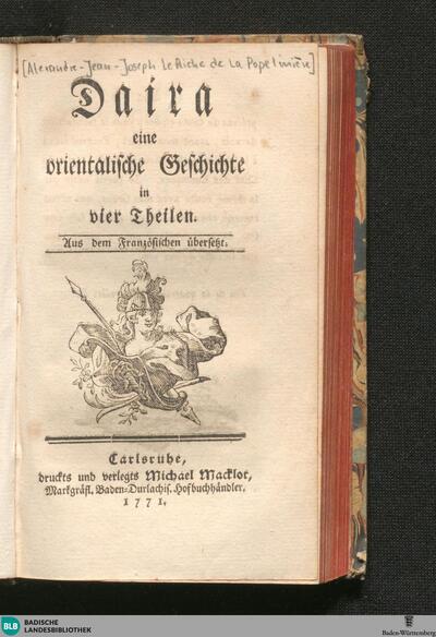 Daira : eine orientalische Geschichte in 4 Theilen