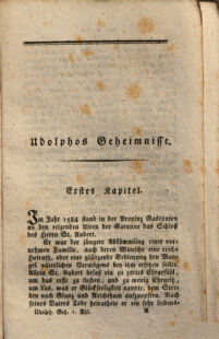 Udolphos Geheimniße. Aus den Englischen von dem Verfaßer der Adeline 1