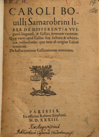 Liber De Differentia Vvlgariu[m] linguaru[m], & Gallici sermonis varietate