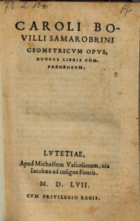 Geometricvm Opvs, Dvobvs Libris Comprehensvm