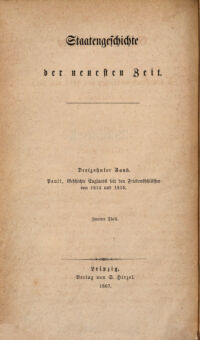 Geschichte Englands seit den Friedensschlüssen von 1814 und 1815.. Von Reinhold Pauli. 2. Die Whig-Periode von 1830 bis 1841