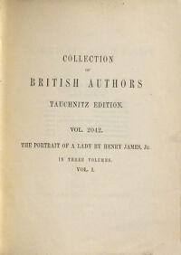The portrait of a lady. in three volumes. by Henry James. 1