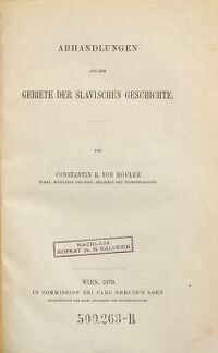 Abhandlungen aus dem Gebiete der slavischen Geschichte