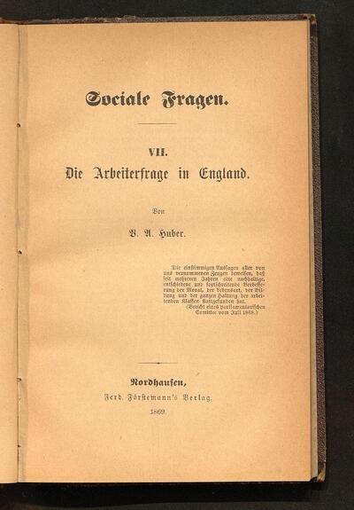 Die Arbeiterfrage in England
