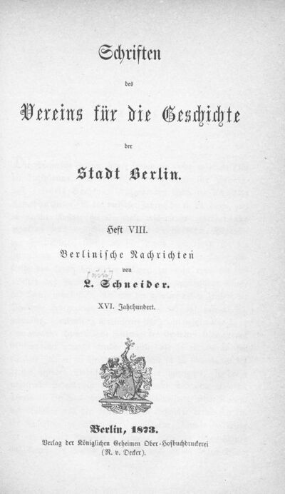 Berlinische Nachrichten : 16. Jahrhundert