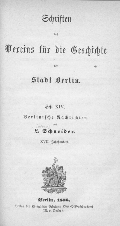 Berlinische Nachrichten : XVII. Jahrhundert