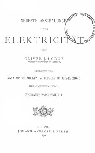 Neueste Anschauungen über Elektricität