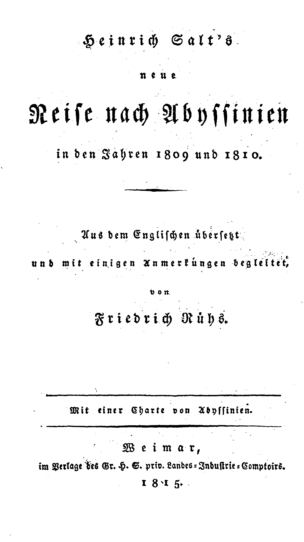 Heinrich Salt's neue Reise nach Abyssinien in den Jahren 1809 und 1810