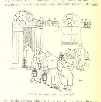 night watch from "[The Dawn of the XIXth Century in England. A social sketch of the times ... With ... illustrations, etc.]".