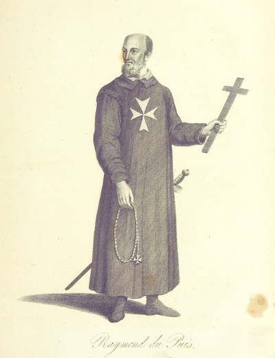 Raymond du Puy de Provence (1083–1160) from "Ancient and Modern Malta: containing a description of the ports and cities of Malta and Goza ... also, the history of the Knights of St. John of Jerusalem ... till the beginning of the 19th century ... With an appendix containing a number of authentic state papers, etc. [With plates and a chart.]".