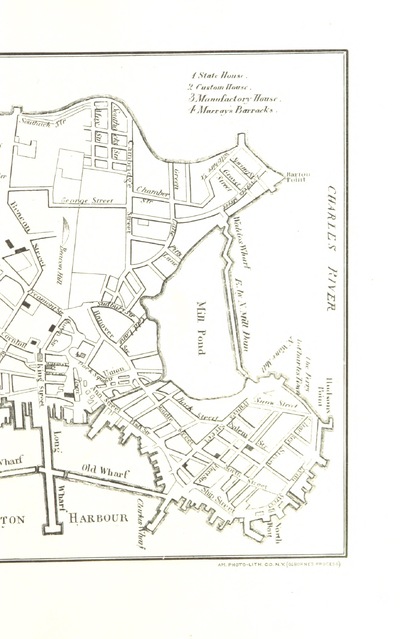 map from "History of the Boston Massacre, March 5, 1770, consisting of the narrative of the town, the trial of the soldiers, and a historical introduction containing unpublished documents of John Adams, etc".