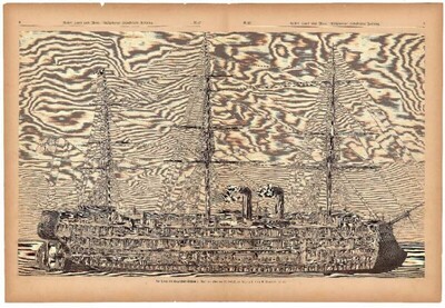 Das Innere des Panzerschiffs "Wilhelm I", Nach einer Skizze von M. Bischoff, auf Holz gezeichnet von G. Theuerkauf
