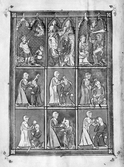 Practica Rogerii, illuminated manuscript. 13th C